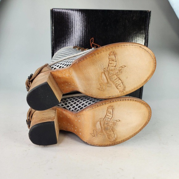 Freebird by Steven women's FB-Benni white boots US 8 Perforated Lace Heel sandal - Picture 6 of 9